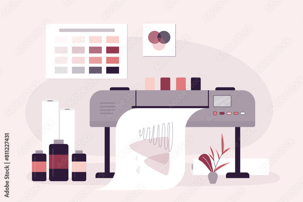 Print house machine. GIant digital laser printer, inkjet plotter ...