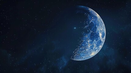Wall Mural - elaborate crescent moon in the nocturnal sky crescent moon against a dark backdrop with room for ram