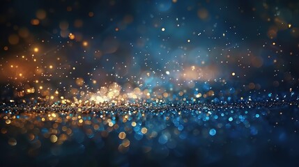 Wall Mural - background of abstract glitter lights. gold, blue, and black. de focused