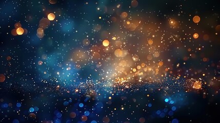 Wall Mural - background of abstract glitter lights. gold, blue, and black. de focused