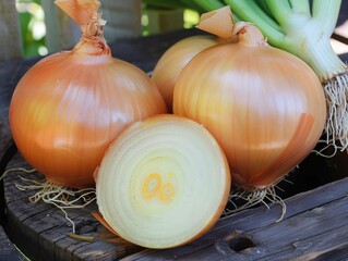 Nature's Best: Halved Vidalia Onion, a delicious yellow vegetable layer for your favorite food