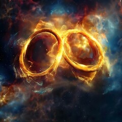 Wall Mural - cosmic nebulae intertwine like wedding rings symbolizing eternal love in space. concept celestial ro