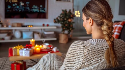 Sticker - Watch classic holiday movies snuggled up on the couch, surrounded by blankets and pillows.