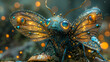 otherworldly insect with iridescent wings, delicate antennae, and jewel-toned eyes