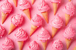 pink strawberries ice cream cones pattern on pink background