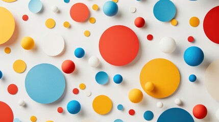 Wall Mural - Graphic design of colorful circles on a white backdrop