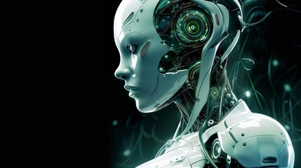 Fototapete - Medical robot, combination of green and navy colors. Generative AI.