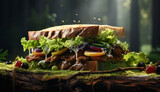Fototapeta Na sufit - Recreation of a big sandwich with vegetables