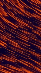 Wall Mural - curve wavy particle lines moving and flowing in one direction. abstract orange color particles line 
