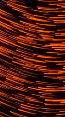 Wall Mural - curve wavy particle lines moving and flowing in one direction. abstract orange color particles line 