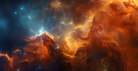 Wall Mural - galaxy, space and stars in orbit with orange sky in universe for adventure, exploration or fantasy. 