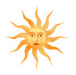 Watercolor illustration of The Sun with human face. Spiritual symbol isolated on a white background