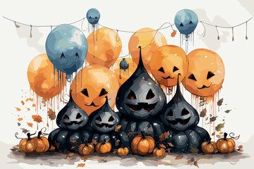 halloween pumpkins set vector image illustration