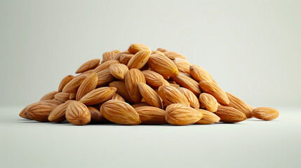 Wall Mural - Almonds on a white background.