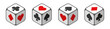 Dice set with playing card suit. Casino clipart.