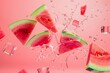 watermelon slices in dynamics with liquid splashes