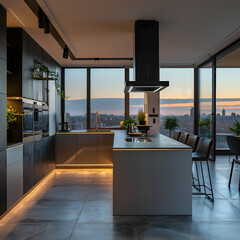 modern kitchen interior with kitchen