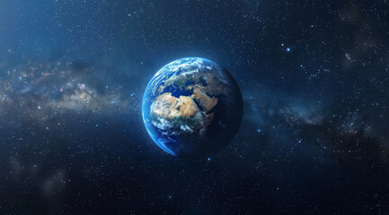 Wall Mural - galaxy, space and earth in solar system with dark background of universe for adventure, exploration 