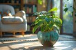 Potted plant near window in a cozy home setting
