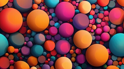 Canvas Print - Pattern of colorful spherical circular or oval shapes for creating wallpapers textures or backgrounds