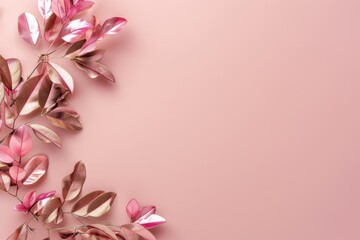 Poster - Pink flowers on a pink background with metallic accents, A modern pink background with metallic accents