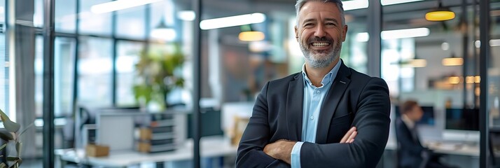 Wall Mural - a man with a beard and wearing a suit with his arms crossed.