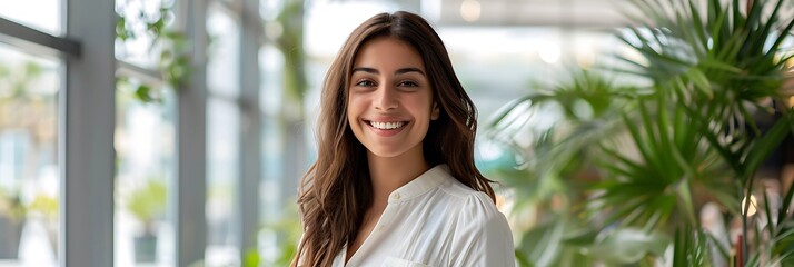 Wall Mural - woman in business clothes smiling in office