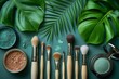 Professional makeup brushes and cosmetics