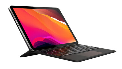 laptop with a glass  isolated dicut PNG on transparent or white background cut out, copy space 
