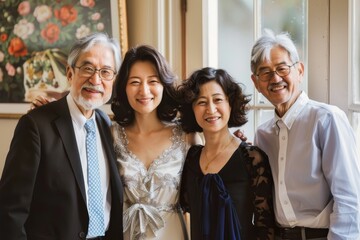 Canvas Print - Multigenerational family standing next to each other, A multi-generational family portrait