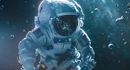 Wall Mural - Portrait of astronaut floating in space.