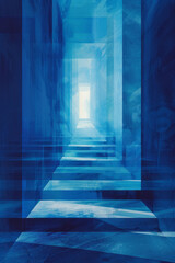 Fototapete - Corporate sponsorship poster with a blue gradient, showcasing support for community events,