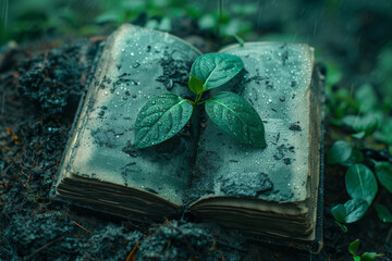 Leinwandbilder - Book cover about climate change, using a green gradient to symbolize hope and action,