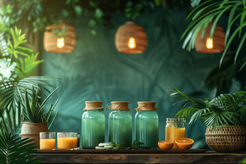 Aufkleber - Menu design for a vegan restaurant, featuring a green gradient that reflects natural ingredients,