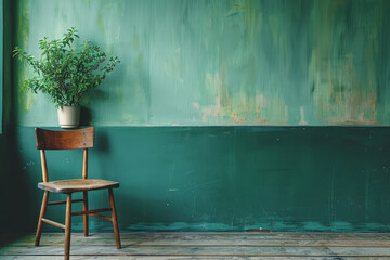 Poster - Wallpaper design for eco-friendly home decor, using a pastel to deep green gradient for a calming effect,