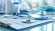 © Tasnim - Medical stethoscope on paperwork with healthcare charts, depicting clinical documentation and diagnostics