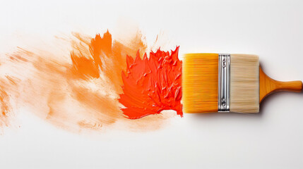 top view uniform background a paint brush leaves a mark with fresh paint