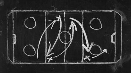 Hand drawn hockey tactic plan on blackboard	