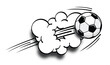 © Kiselov - Soccer football ball fly at high speed and breaks through the cloud. Vector on transparent background in comic style