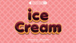 Chocolate style ice cream 3d editable vector text effect