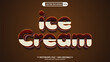 Chocolate ice cream editable 3d vector text style effect product advertising template