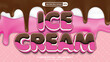 Chocolate flavor editable 3d ice cream vector text effect for product advertising template