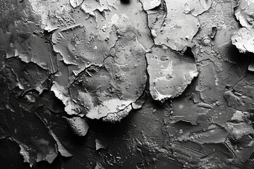 Wall Mural - Black and white photography of peeling paint, detailed textures, neutral tones. Created with Ai