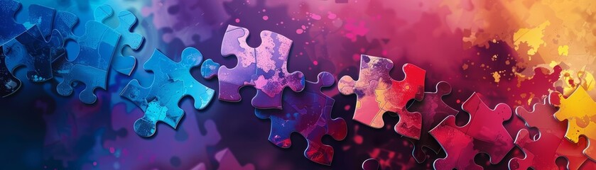design a banner with a header showcasing connecting jigsaw puzzle pieces and ample copy space