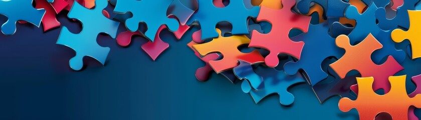 Wall Mural - design a banner with a header showcasing connecting jigsaw puzzle pieces and ample copy space