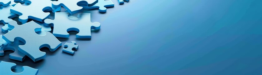 Wall Mural - design a banner with a header showcasing connecting jigsaw puzzle pieces and ample copy space