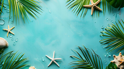 fondo estilo del mar fondo de playa con elementos acuaticos con estrellas de mar y conchas plantilla