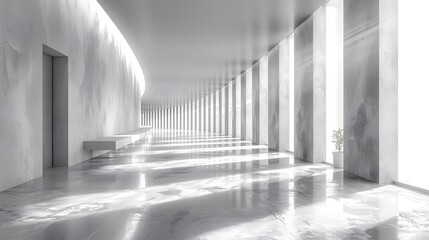  Sunlit Simplicity: Bright Minimalist Corridor with Patterned Shadows