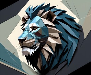 Wall Mural - A majestic lion posing as the lionking with its hairy face in an artistic background...