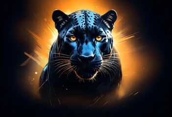 Wall Mural - An angry puma in an artistic background